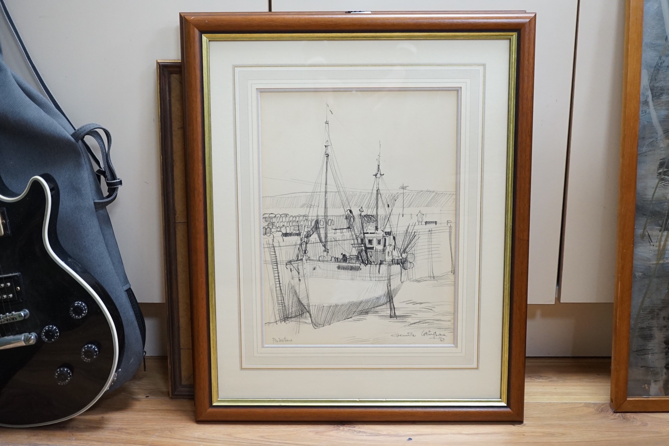 Grenville Cottingham (1943-2007), pencil drawing, 'Padstow', signed and dated '67, 40 x 30cm